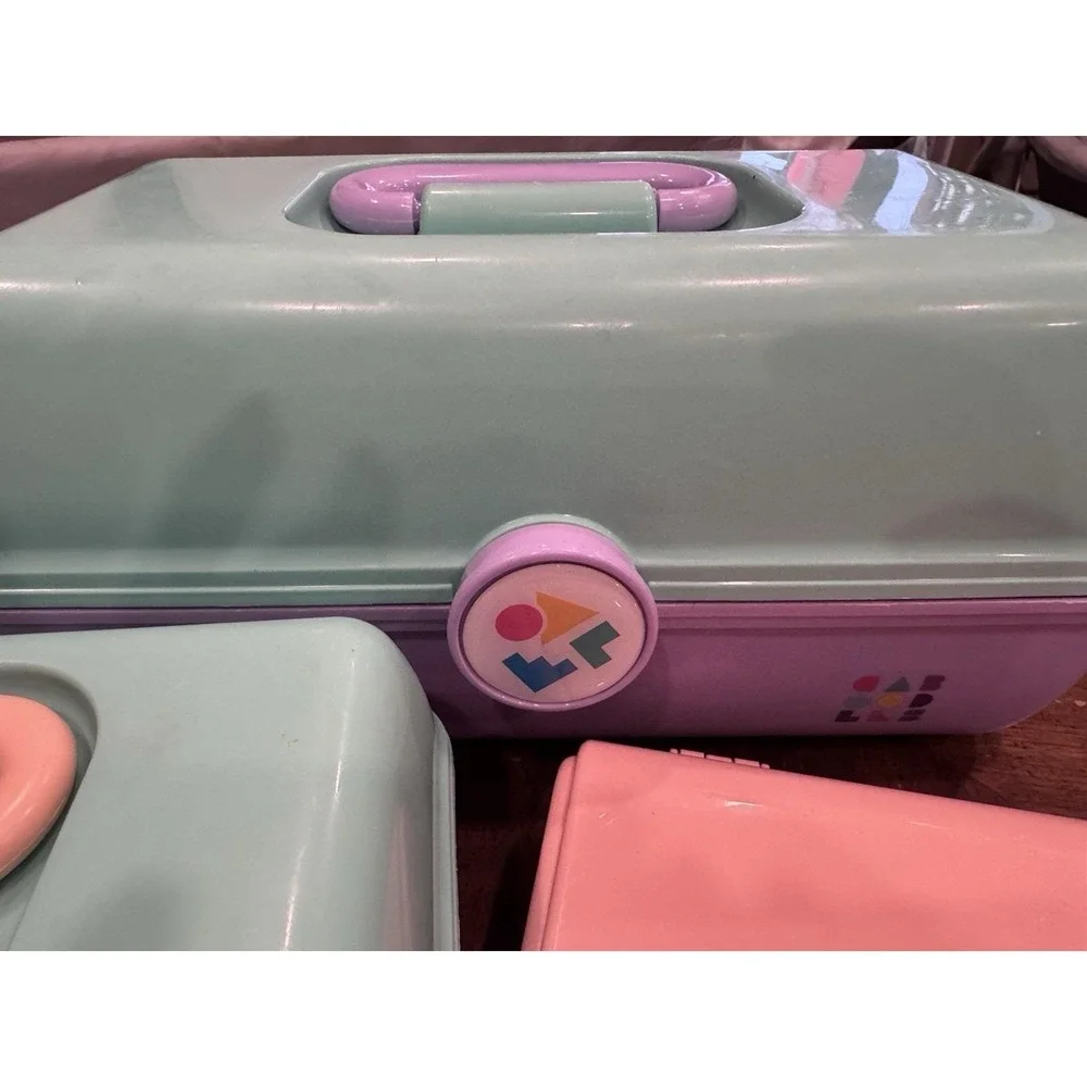 Caboodles 3 Cases Lavender Purple & Mint Green Makeup Organizer Vintage Set Of 3 - Picture 4 of 15